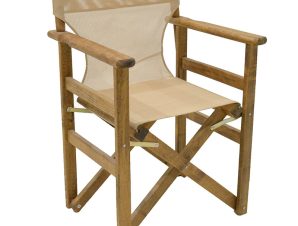 Καρέκλα-πολυθρόνα σκηνοθέτη Retto pakoworld μασίφ ξύλο οξιάς καρυδί-πανί φραπέ (Σετ 2 Τεμάχια) – PAKO WORLD – 237-000015